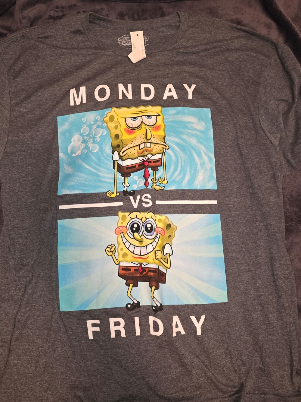 Nickelodeon SpongeBob Graphic Tee - Dark Gray with White Print